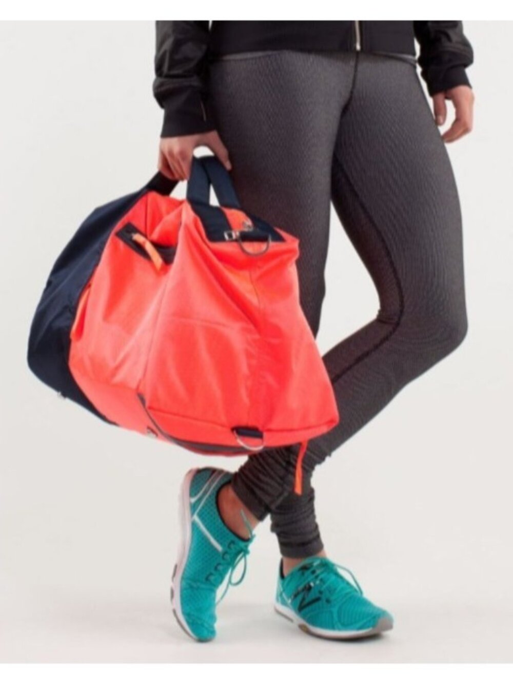 Lululemon Do It Up Gym Bag Neon Coral Navy Large Duffle Crossbody Travel Sport